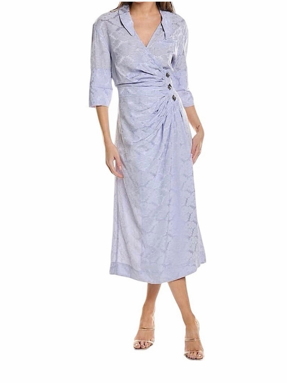Ganni Lavender Lilac Wrap-Style Midi Dress ,  check pictures for measurements